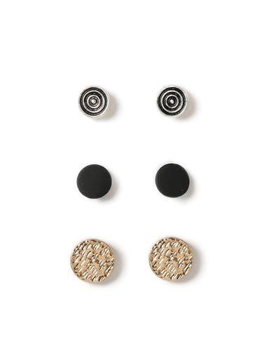 Topman Mens Silver Mixed Metal Engraved Circle Earring Pack*