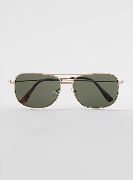 Topman Mens Metallic Gold Navigator Sunglasses