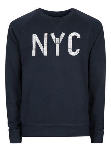 Topman Mens Blue Selected Homme Navy Nyc Sweatshirt
