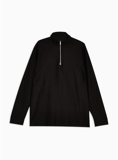 Topman Mens Black Long Sleeved Twill Top
