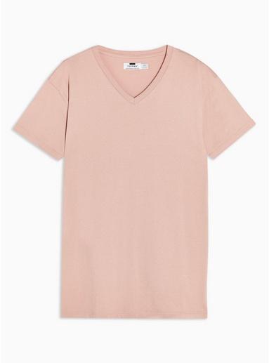 Topman Mens Dusty Pink Skinny V-neck T-shirt