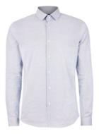 Topman Mens White Blue Geo Print Stretch Slim Fit Dress Shirt