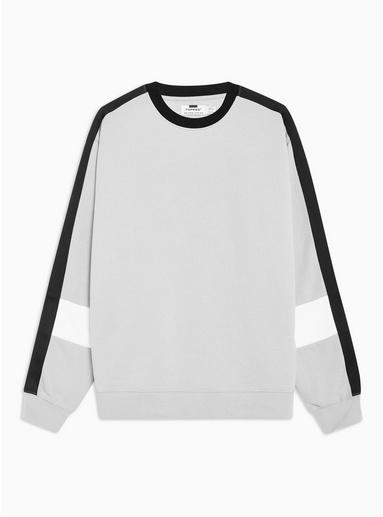 Topman Mens Green Black, Grey And White Panelled Sweatshirt