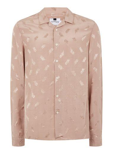 Topman Mens Dusty Pink Jacquard Shirt
