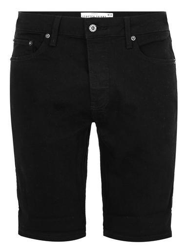 Topman Mens Black And Green Stretch Skinny Side Taping Shorts