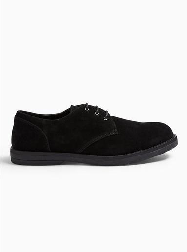 Topman Mens Black Faux Suede Angus Derby Shoes