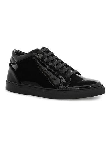 Topman Mens Black Patent Hi Top Boots