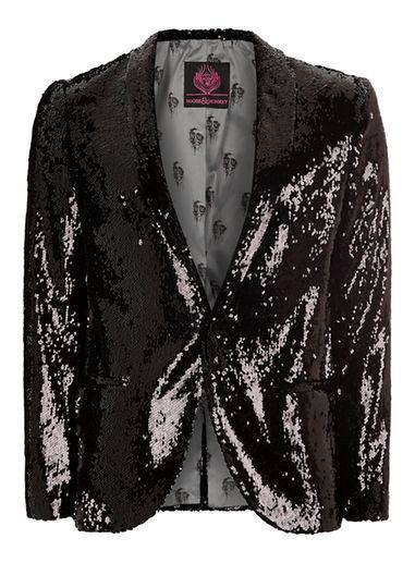 Topman Mens Noose & Monkey Black 'lib' Sequin Blazer
