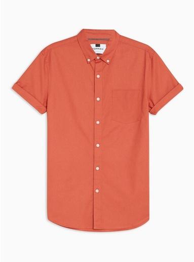 Topman Mens Brown Rust Stretch Skinny Oxford Shirt