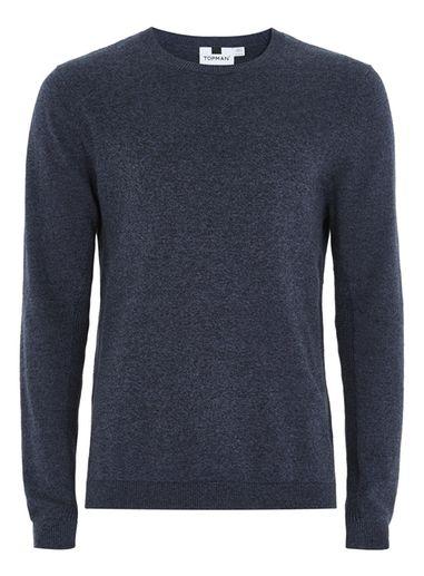Topman Mens Green Petrol Twist Side Ribbed Sweater
