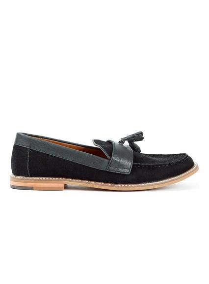 Topman Mens Black Faux Suede Loafers