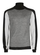 Topman Mens Premium Black Colour Block Merino Blend Sweater