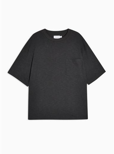 Topman Mens Charcoal Grey Textured T-shirt