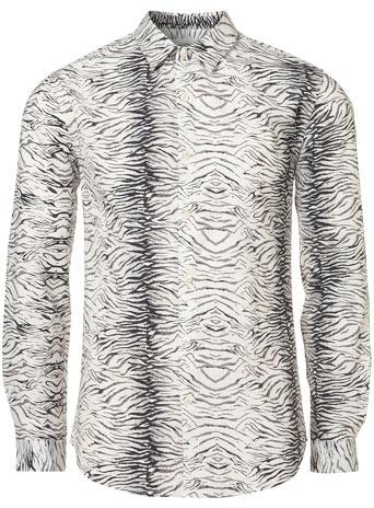 White Zebra Print Smart Shirt