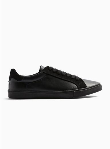 Topman Mens Black Pu Titan Trainers