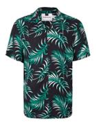 Topman Mens Multicoloured Palm Print Short Sleeve Casual Shirt