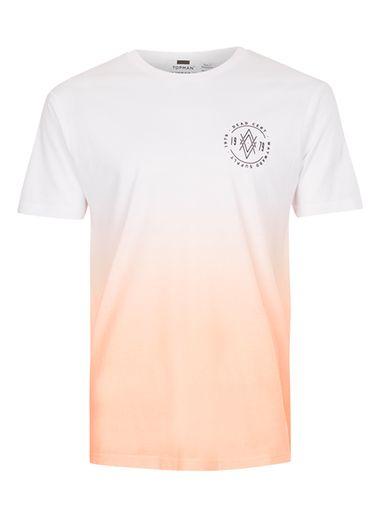 Topman Mens Orange Coral Fade 1979 Print T-shirt