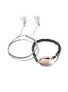 Topman Mens Black Navy And Grey Shell Bracelets 2 Pack*