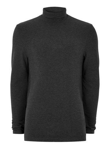 Topman Mens Grey Selected Homme Gray Roll Neck Top