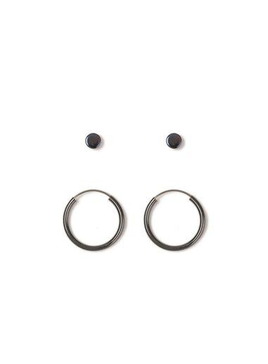 Topman Mens Black Petrol Hoop Earrings*