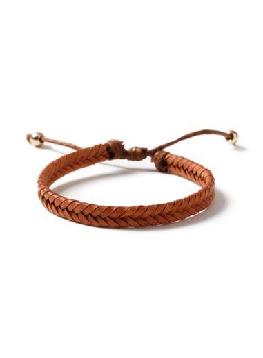 Topman Mens Brown Faux Leather Plait Wristband*