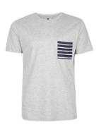 Topman Mens Grey Striped Pocket T-shirt