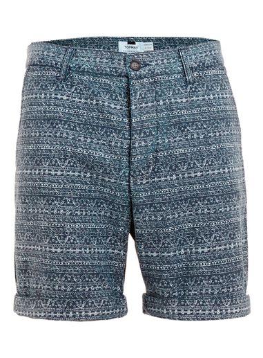 Topman Mens Red Navy Pattern Stripe Chino Shorts