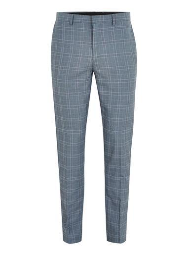 Topman Mens Blue Tonal Check Skinny Suit Pants