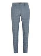 Topman Mens Blue Tonal Check Skinny Suit Pants