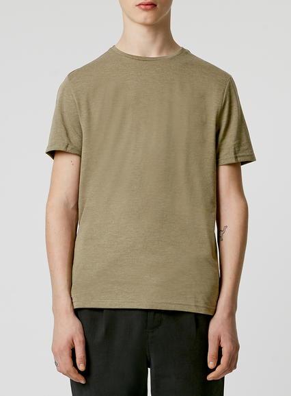 Topman Mens Green Khaki Marl Slim Fit T-shirt