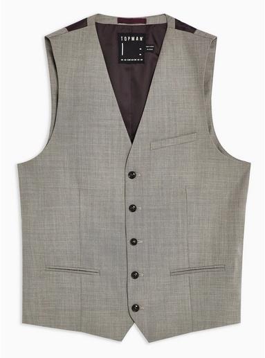 Topman Mens Mid Grey Gray Marl Suit Tank