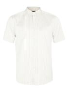 Topman Mens Brown Stone And White Bengal Stripe Short Sleeve Dress Shirt