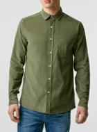 Topman Mens Green Khaki Cord Long Sleeve Casual Shirt