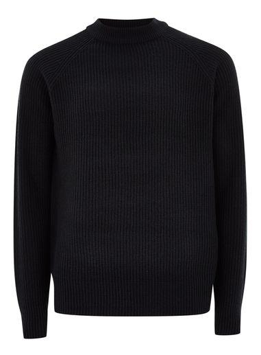 Topman Mens Navy Ribbed High Neck Sweater