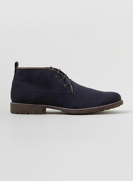 Topman Mens Blue Navy Suedette Chukka Boots