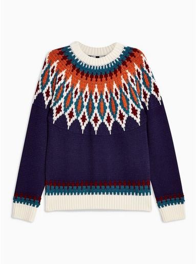 Topman Mens Navy Nordic Knitted Jumper