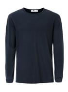 Topman Mens Blue Navy Pique Textured Long Sleeve T-shirt