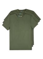 Topman Mens Green Khaki Slub Muscle Fit Roller T-shirt Multipack*
