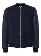 Topman Mens Blue Navy Bomber Jacket Containing Wool