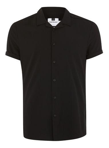 Topman Mens Black Muscle Fit Shirt