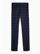 Topman Mens Navy Check Skinny Fit Suit Trousers