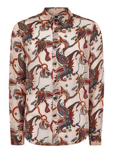 Topman Mens Multi Paisley Sheer Long Sleeve Shirt