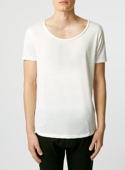 Topman Mens White Slim Fit Scoop T-shirt