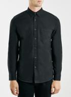 Topman Mens Black Oxford Long Sleeve Casual Shirt