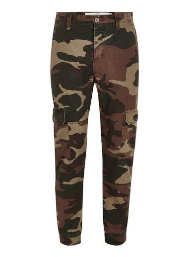 Topman Mens Green Camouflage Cargo Skinny Pants