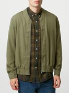 Topman Mens Green Khaki Drape Fabric Long Sleeve Casual Shomber
