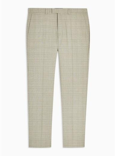 Topman Mens Stone Check Slim Suit Pants