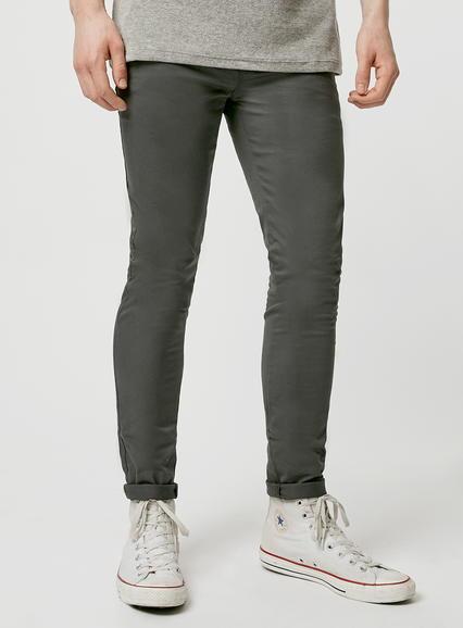 Topman Mens Grey Charcoal Spray On Chinos