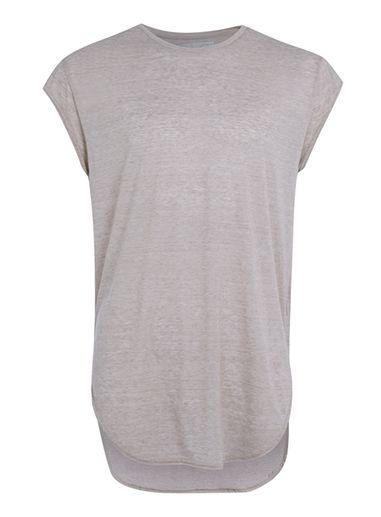 Topman Mens Brown Stone Cap Sleeve Longline T-shirt