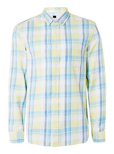 Topman Mens Summer Yellow Check Casual Shirt
